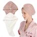 Folora Microfiber Hair Drying Towel Quick Dry with Button for Bath Shower Head 2 Pack
