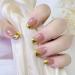 Semi Cured Gel Nails Strips - 20 Stickers Nail Wraps - Soft Self-Adhesive Gel Nail Stickers - Gold Glitter Gel Nail Strips for Nails Manicure Nail Wraps UV/LED Lamp Required Gold Edge
