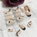 Black & White Swirl Almond Press On Nails | Full Cover False Nails | French Tip Heart Stick On Nails | Glossy Acrylic Nails for Women - Buy Online on SooperMarket.com