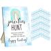Pacifier hunting game for baby shower baby party game sets including Bohemian rainbow theme baby pacifier hunting sign and 50 blue acrylic pacifier mini-pacifier 005