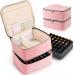 Nail Polish Organizer Case Holds 42 Bottles (15ml/0.5 fl.oz) Double-Layer Nail polish storage with Adjustable Dividers Portable Nail Polish Bag for Nail Gel Nail Lamp and Manicure Tools Pink