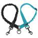 NASJAC double dog leash no tangled 360 rotatable splinter double linen for two dogs adjustable shock-damping bungee-reflecting leash for dogs small medium and large running training 2-color version (for XS/S+S+S) black+aquamarin