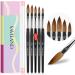 Saviland 5pcs Acrylic Nail Brush for Acrylic Powder Size 4/6/8/10/12 Professional Nail Art Brushes Set Wood Handle Nail Brushes for Acrylic Application Nail Extension Carving A-Size 4/6/8/10/12