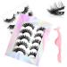 Lash Extension Kit 10pcs False Eyelashes Fluffy Wispy Fox Cat Eye Fake Lashes Volume Curly Strip Lashes Angel Wing Lashes Lightweight Natural Look Clear Band Eyelashes for Eye Makeup Cosplay Black