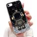 Tivenfezk Nadoli for iPhone 7/8/SE 2020/2022 astronaut hidden stand shell caricature glitter stand soft silicone bling transparent protective cover iphone 7/8/se 2020/2022 black