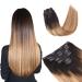 Vlasy Clip in Hair Extensions Human Hair Seamless Hair Extensions Clip in Real Human Hair 7 Pieces Straight Natural Thick Weft Human Hair Clip in Extensions for Women T2/27+T2/60# 16 Inch(80 g) 16 Inch (80 g) T2/27+T2/60#