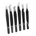 Abdul of Silakor Eyelash Extension Tweezers Set 6 Piece for Volume Lash Extensions Stainless Steel Eyelash Tweezers for Lash Extensions Isolation & Classic Lashes Tweezers Set (Black)
