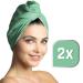 Haarurban Microfiber Turban Towel Set - Strong Suction Quick Drying - 2 Pieces (Mint) - Best Hair Towel for Effortless Drying - Buy Online on SooperMarket.com