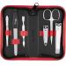 Manicure Set Solingen with top/performance - art leather case handy and soft - 6 -piece nail set for women and gentlemen Marqus made of brilliantly nipped polished steel red