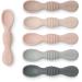 Simka Rose Silicone Baby Spoons - Self Feeding 6 Months First Stage Infant Spoons for Babies & Toddlers - Set of 6 BPA Free Dishwasher Microwave Safe Food Utensils - Neutral