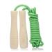 Springs rope children 270cm adjustable rope jumping fitness children with wooden handle and cotton rope rope skipping rope kids for boys and girls green.