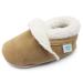 Dotty Fish Suede Baby Slippers. Warm Fleece Lined. Infant Toddler Shoes. Non-Slip Soft Sole. Boys Girls. 0-6 Months - 5-6 Years 5 Years Tan
