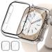 2 Pack Hard PC Case Compatible with Apple Watch Series 8 Series 7 45mm Screen Protector EWUONU Tempered Glass Film Hard Bumper Anti-Scratch HD Ultra-Thin Protective Cover for iWatch 45mm Clear+Clear Clear 45mm