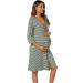 Marvmys Maternity Nightdress for Hospital Breastfeeding - 3/4 Sleeves Nursing Nightgown, XL, A-Green - Buy Online on SooperMarket.com