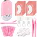 Eyelash Extension kit Lash Extension Supplies,1 Eyelash Fan Dryer,2 Eyelash Extension Tweezers,50 Glue rings,10 Pairs Eyelash Pads,100 Disposable Eyelash Brush,2 Lash Tape for Eyelash Extensions Pink