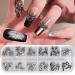 RUNRAYAY 36Pcs Halloween Nail Art Charms Nail Charms 3D Cross Nail Art Supplies skull Shape Design Nail Gems Shiny Nail Jewelry Acrylic Nail Accessories for Women Nail Decorations with a Box