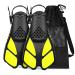 Swim Fins, Light Durability Easy to Adjustable, Kid Adult Swiming Short Flipper ,Open Snorkeling Fins for Traveling Extra small yellow