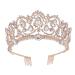 SNOWH Rhinestone Wedding Tiaras and Crowns - Rose Gold Bridal Crown Princess Tiara Jewelry Headpieces with Comb for Women and Girls 1.Rose Gold with Comb
