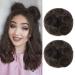 REECHO 2 PCS Mini Claw Clip in Messy & Cat Ears Hair Bun Extensions Wig Accessory Updo Hairpieces for Women Girls (Pack of 2-3.5" Wavy Deep Brown) Pack of 2 - 3.5" Wavy Deep Brown