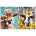 FQOVKYN 2 Pack Cow Diamond Painting Kits for Adults&Kids - DIY 5D Diamond Art Paint with Round Diamonds Full Drill Cow Gem Art Painting Kit for Home Wall Decor Gifts12x16inch