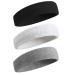 BEACE Sweatbands Sports Headband for Men & Women - Moisture Wicking Athletic Cotton Terry Cloth Sweatband for Tennis, Basketball, Running, Gym, Working Out Black/White/Gray