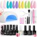 Beetles Gel Nail Polish Kit with U V Light Led Nail Lamp Base Top Coat 6 Colors Frappe Cocktail Blue Gel Polish Set Starter Kit Soak off Manicure Kit Salon DIY Kit A-Frappe Cocktail