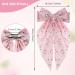 Andibro Pink French Bow Hair Clip Flower Pattern Ribbon Bow Hairpins Long Tail Big Bow Barrettes Soft Silky Satin Hairclips 90's Aesthetic Hair Accessories Decor with Metal Clip for Women - Buy Online on SooperMarket.com