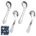 Futongda 4 pieces of stainless steel spoon for children baby curved training spoons dessert spoon coffee spoon small serving spoon feeding spoon dining spoons (silver 2 styles)