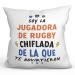 MUGFFINS RUGBY PLAYER woman Cushion Padding included - in Spanish - Todos te advirtieron - Funny gift - Pillow: cover and filling 15.7x15.7 inches Jugadora De Rugby