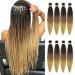 Pre stretched Braiding Hair 26inch 8 packs Hot Water Setting Professional Box Braid Yaki Texture Soft Itch Free Synthetic Fiber Crochet Twist Braids Hair Extensions (1B/30/27)