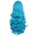 MapofBeauty 28 Cyan Blue Long Curly Wig with Side Part Bangs | Charming Full Hair for Women - International Shipping Available - Buy Online on SooperMarket.com