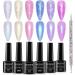 MIZHSE Pearl Gel Nail Polish. 6 Colors Shimmer Nail Polish Gel Pearlescent Shell Glitter White Pink Blue Nail Gel Polish Soak Off UV Lamp Gel BKJGLW208