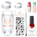 Modelones Nail Art Stamper Kit 7Pcs-1 Double Nail Stamp Nail Stamp Schaber French Nails Stencil double-ended brushes 10ml Stampinglack Gel 2 clear silicone nail tip French Diy Manicure Nail stamp kit with Stamping Platte 7PC
