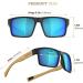QOOL TIMES Rectangle Polarized Fishing Sunglasses for Men and Women - Wood/White Blue Mirror - Buy Online on SooperMarket.com
