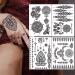Black Henna Temporary Tattoos Set - Sexy Lace, Indian Mandala, Elephant, Flower Chain Designs - Waterproof Body, Arm, Face Decals for Wedding Party - 6 Sheets - Buy Online on SooperMarket.com