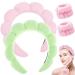 Spa Headband for Washing Face Makeup Headband Bubble Skincare Headbands with Face Wash Wristbands Terry Cloth Headband Soft Puffy Headband for Women Gifts Pink+Light green