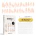 Beetles Press On Nails Classic Swirl Nails 24PCS Full Cover White Nude Fake Nails Glue-on Nails for Women Stick on Nails with Glue and Nail File Gift for Girls A-Swirl Nails