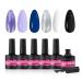 Beauty7 UV Nail Polish Set 6 Colours 7 ml Manicure Gift for Beginners Nail Art Salon DIY Gel Polish Shellac Nail Polish UV Gel Set for Nail Design Misty Ice