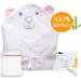 JM Organic Bamboo Hooded Baby Towel Set - Hypoallergenic & Absorbent - Perfect Baby Gift - Pink Bear Design - Includes Washcloth & Laundry Bag - 35x35 inches - Buy Online on SooperMarket.com
