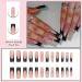 Black Butterfly False Nails Set - 24PCS French Square Tips with Glitter Diamond Design & Jelly Adhesive - Women's Nail Art - Buy Online on SooperMarket.com