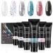 ROSALIND Glitter Poly Nail Gel Set Blue Poly Nails Gel Glitter Gel Nail Super Shiny Dimond Poly Nail Extension Gel Set 6 Colors Enhancement Extension Fashion Trendy Easy Nail for Beginner 6PC-15ML Glitter 0.5 Fl Oz (Pack of 6)