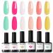 Modelones Gel Nail Polish - 6 Colors Summer Gel Polish Popular Bright Yellow Pink Gel Nail Soak Off U V Gel Nail Kit Beauty Gifts Set Box