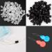 PAGOW 100PCS Mask Silicone Buckle Elastic Round Adjustment  Cord Locks Silicone Toggles for Drawstrings Elastic Cord Adjuster Non Slip Stopper for Adult Children(50 Black & 50 Clear)