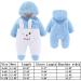 Newborn Baby Cartoon Bear Snowsuit Winter Coat Fleece Hooded Romper Jumpsuit 6-9 Months - Blue Rabbit - Buy Online on SooperMarket.com