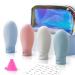 Travel Bottles for Toiletries Colourful Transparent Waterproof PVC Cosmetic Bag and 4 Portable Leak-Proof Refillable Squeezeable Cosmetic Bottles Folding Silicone Funnel