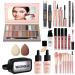 All in One Makeup Kit Includes 20 Colors Eyeshadow Palette RUIGPRO Foundation & Face Primer Makeup Brush Makeup Sponge Eyebrow Soap Winged Eyeliner Stamp Gift Set for Women Girls & Teens Black