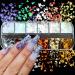 Holographic Nail Glitter Flakes | 12 Grids 3D Irregular Sequins | Shiny Gold & Silver Nail Art Supplies | Vintage Glitter for UV Gel Nails Design - Buy Online on SooperMarket.com