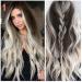 Amhomely women wig charm. Colle. Color gradient Synthetic wig of the art and white frewes gray long corrugated full wig-party hair wigs