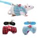 Hamster Harness and Traction Rope 2 Pieces Small Pet Harness with Bowknot Decor Small Animal Outdoor Walking Traction Rope Vest for Ferret Guinea Pig Iguana Rabbit Red Grid + Blue Stripes(XS)