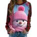 Women's Christmas Sweatshirts Cute Snowman Penguin Print O-Neck Raglan Top Shirt Pullover Comfy Warm Xmas Jumper Winter Long Sleeve Tops Loose Tunic Top Sweaters Z11-pink XL